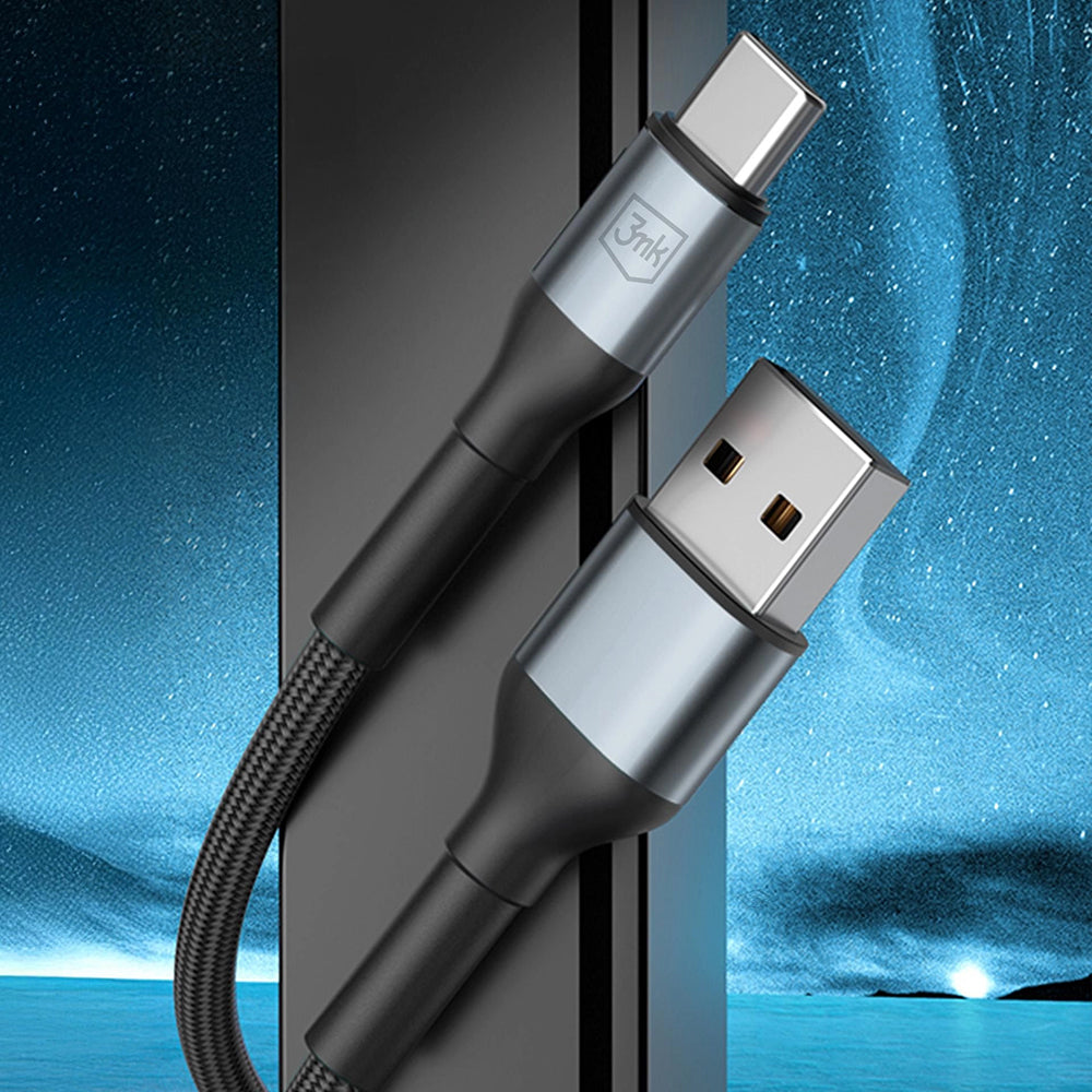 Dátový a nabíjací kábel USB-A - USB-C 3MK Hyper N, 18W, 2m, čierny