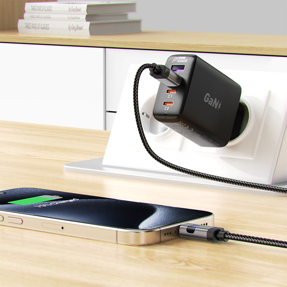 Dátový a nabíjací kábel USB-A - USB-C Acefast C15-04 Display, 66W, 1.2m, čierny