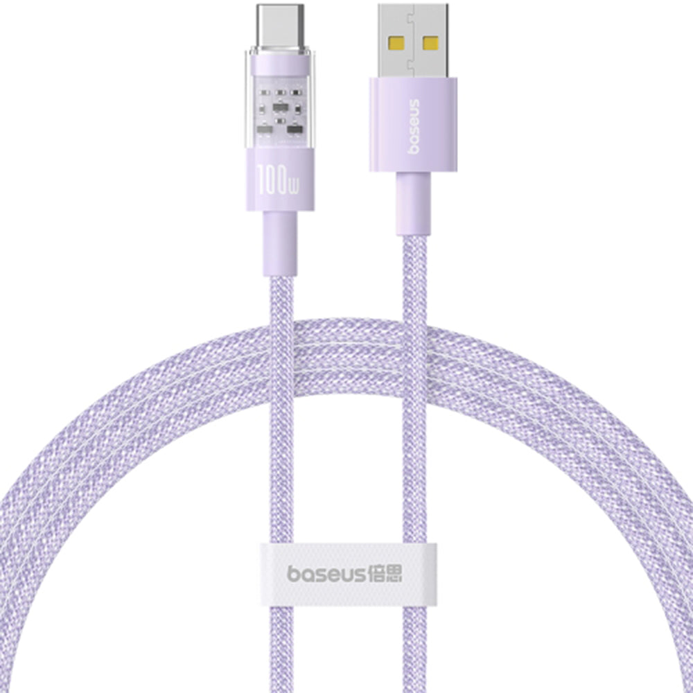 Dátový a nabíjací kábel USB-A - USB-C Baseus Gem, 100W, 2m, Fialový P10373002511-01