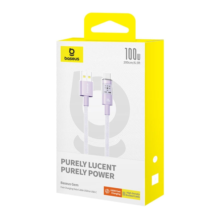 Dátový a nabíjací kábel USB-A - USB-C Baseus Gem, 100W, 2m, Fialový P10373002511-01