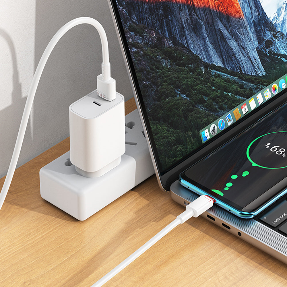 Dátový a nabíjací kábel USB-A - USB-C Borofone BX110 Beneficio, 18W, 1m, Biela