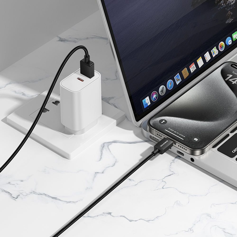 Dátový a nabíjací kábel USB-A - USB-C Borofone BX120 Placer, 18W, 1m, čierny
