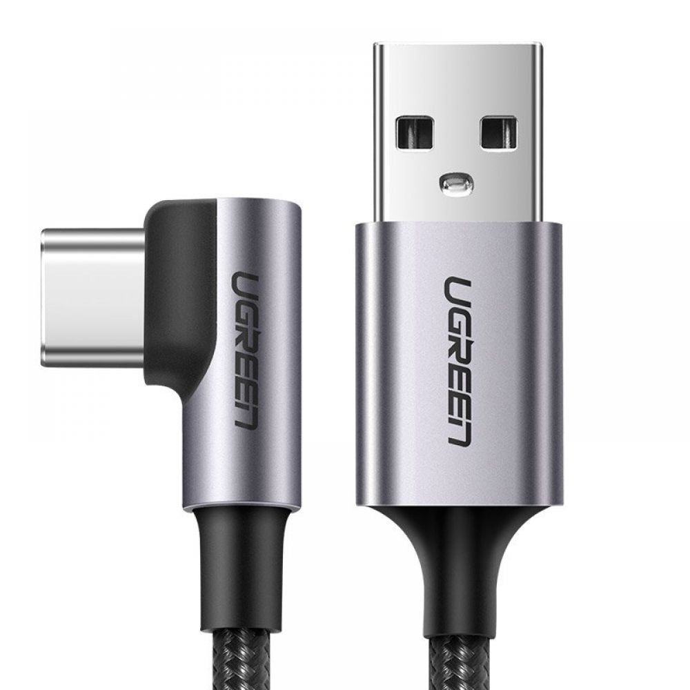 Dátový a nabíjací kábel USB-A - USB-C UGREEN US284 Angled, 18W, 0.5m, Sivý