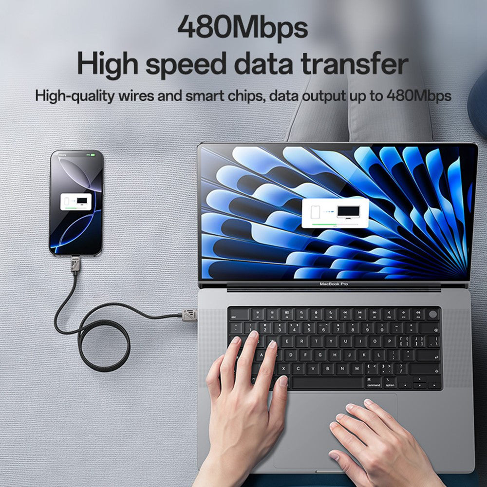 Dátový a nabíjací kábel USB-A - USB-C Yesido CA135C, 18W, 1.2m, Čierny