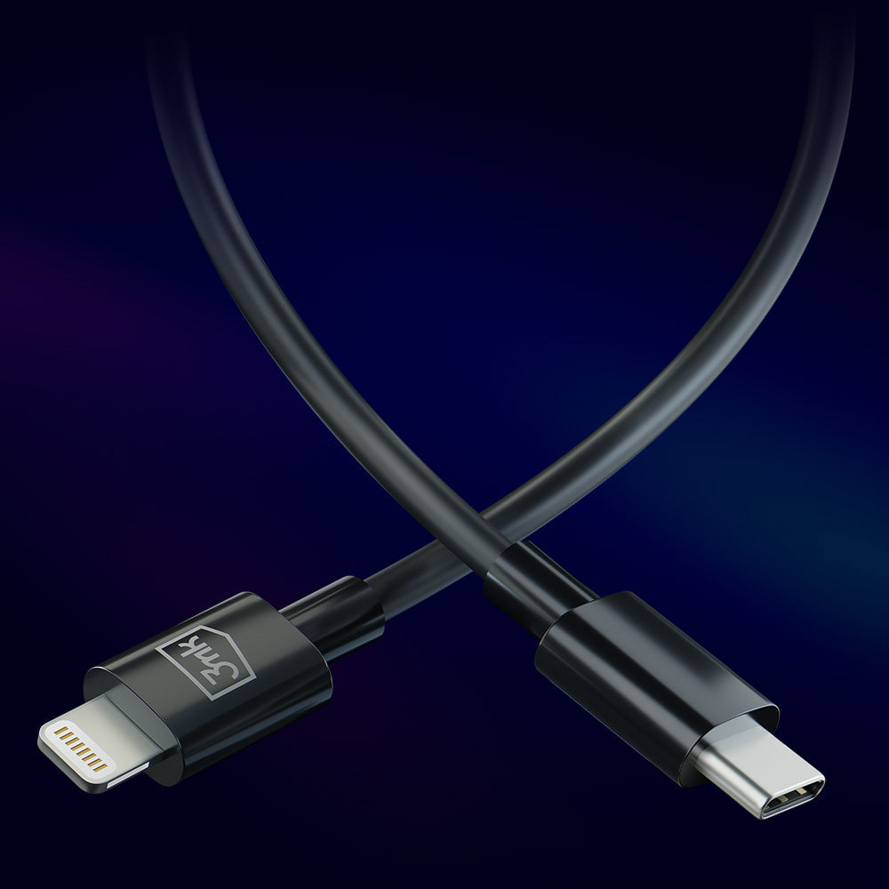 Dátový a nabíjací kábel USB-C - Lightning 3MK Hyper, 20W, 1,2 m, biely