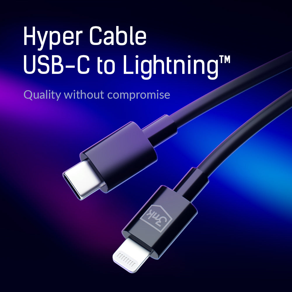 Dátový a nabíjací kábel USB-C - Lightning 3MK Hyper, 20W, 1,2 m, biely