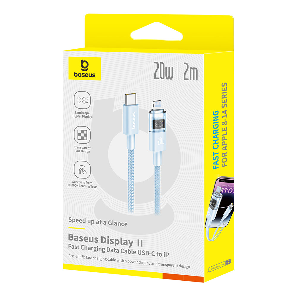 Dátový a nabíjací kábel USB-C - Lightning Baseus Display 2, 20W, 2m, Modrý P10382703311-01