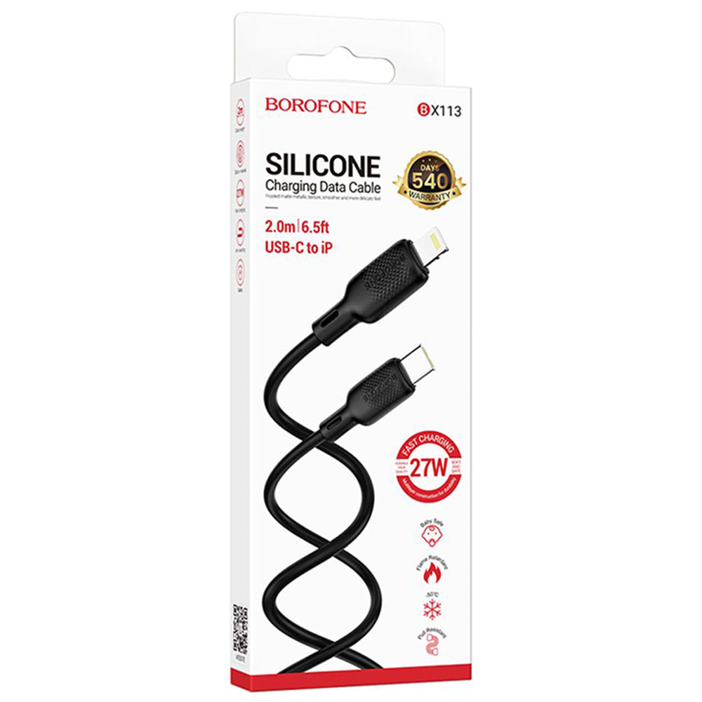 Dátový a nabíjací kábel USB-C - Lightning Borofone BX113 Lenny, 27W, 2m, čierny