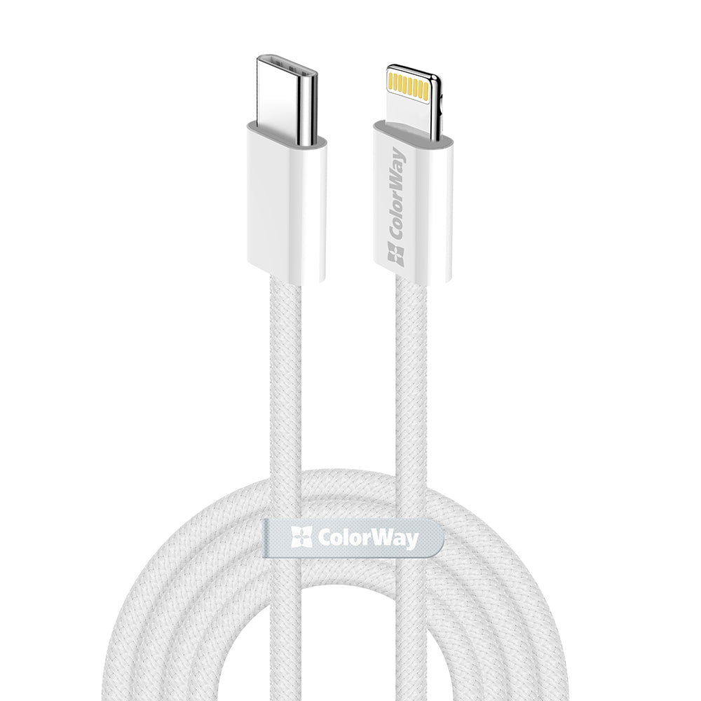 Dátový a nabíjací kábel USB-C - Lightning ColorWay CW-CBPDCL061, 27W, 1m, Sivý