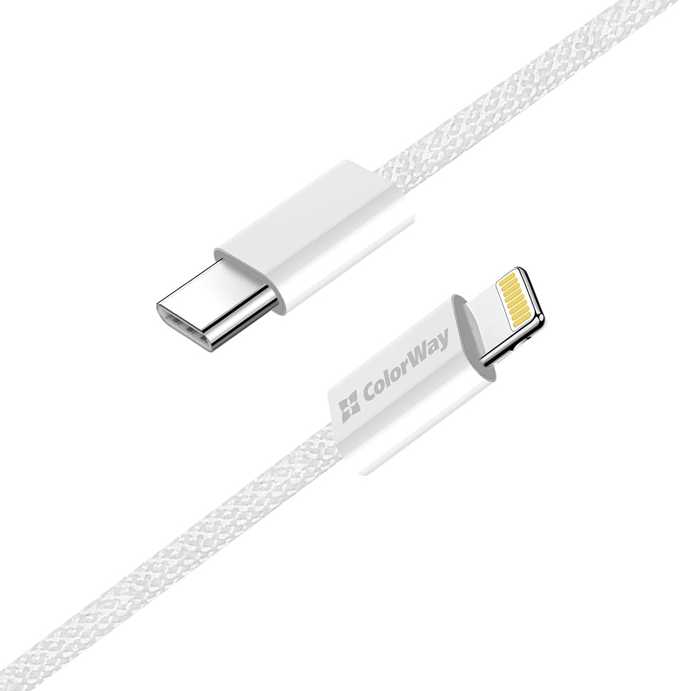 Dátový a nabíjací kábel USB-C - Lightning ColorWay CW-CBPDCL061, 27W, 1m, Sivý