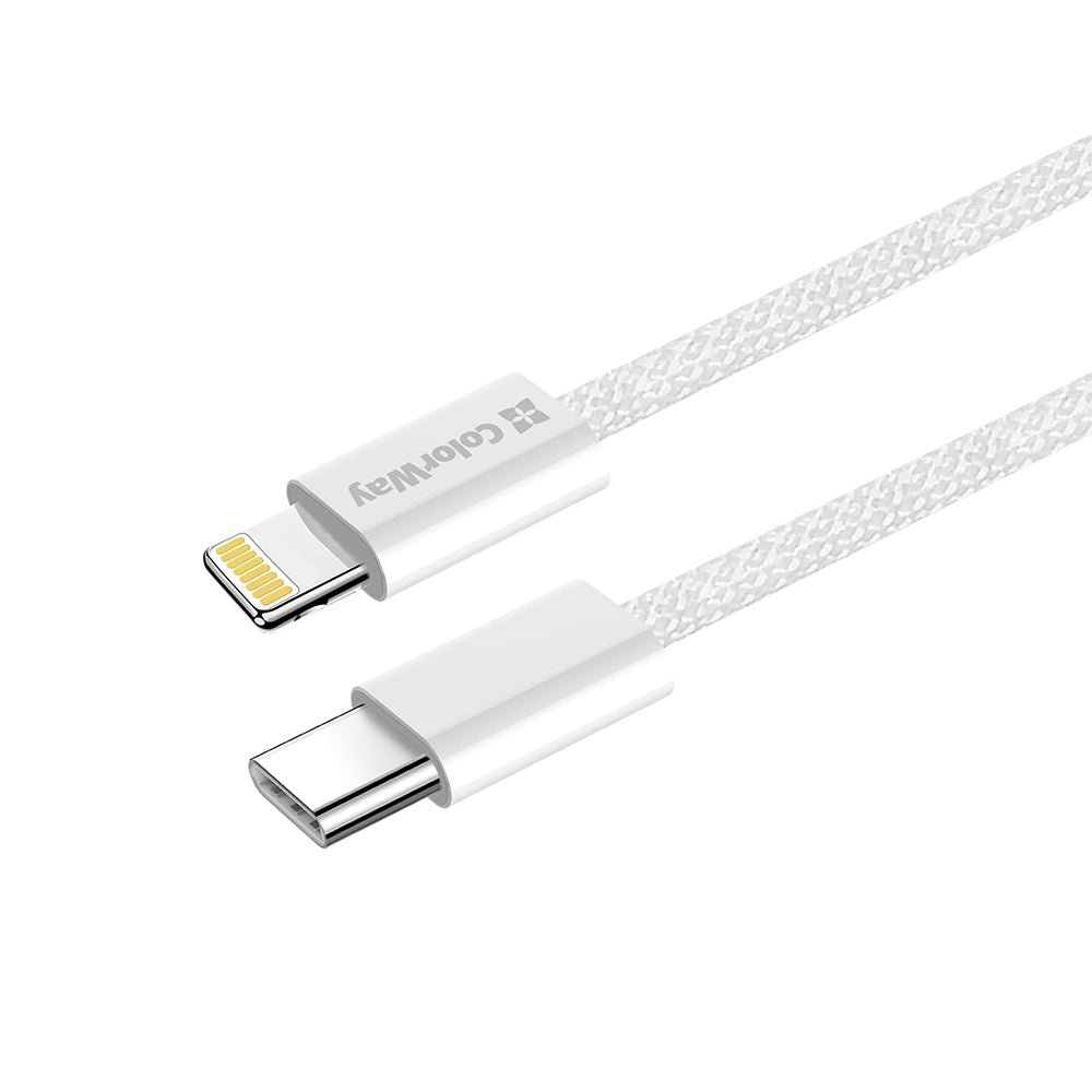 Dátový a nabíjací kábel USB-C - Lightning ColorWay CW-CBPDCL061, 27W, 1m, Sivý