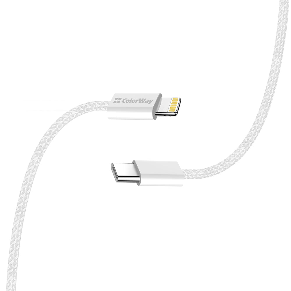 Dátový a nabíjací kábel USB-C - Lightning ColorWay CW-CBPDCL061, 27W, 1m, Sivý