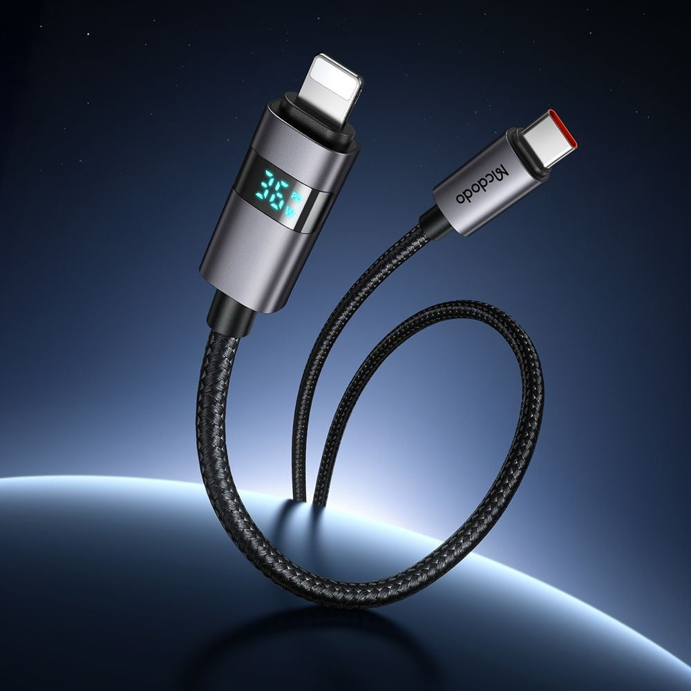 Dátový a nabíjací kábel USB-C - Lightning McDodo CA-6570 Display, 36W, 1.2m, čierny