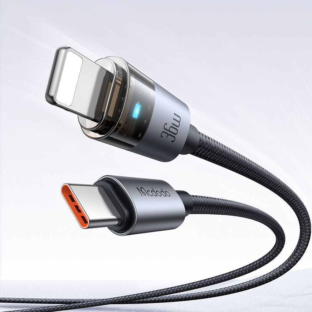 Dátový a nabíjací kábel USB-C - Lightning McDodo CA-6940, 36W, 1.2m, Čierny