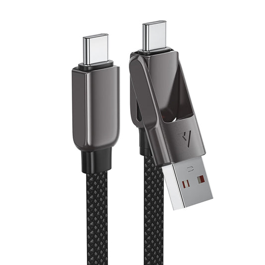 Dátový a nabíjací kábel USB-C - USB-A / USB-C Acefast C13-04, 60W, 1.2m, čierny