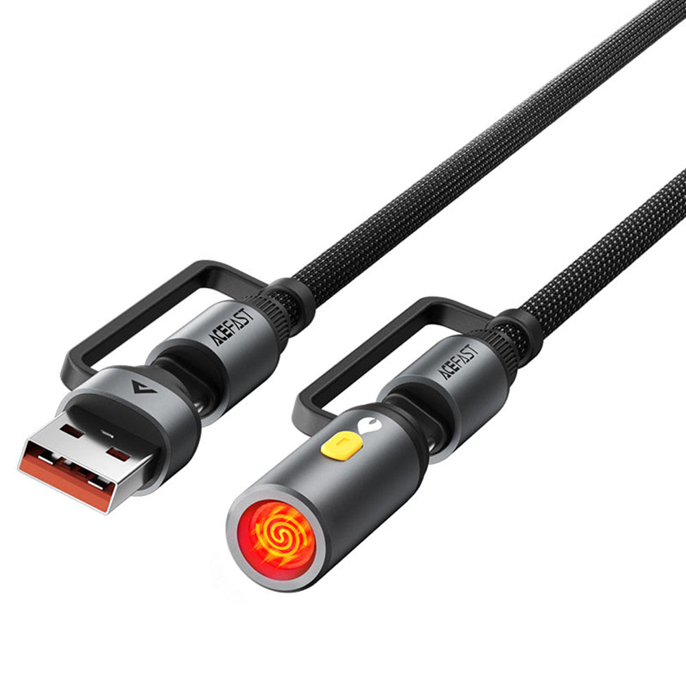 Dátový a nabíjací kábel USB-C / USB-A - USB-C / Elektrický zapaľovač Acefast J6, 60W, 1.2m, čierny