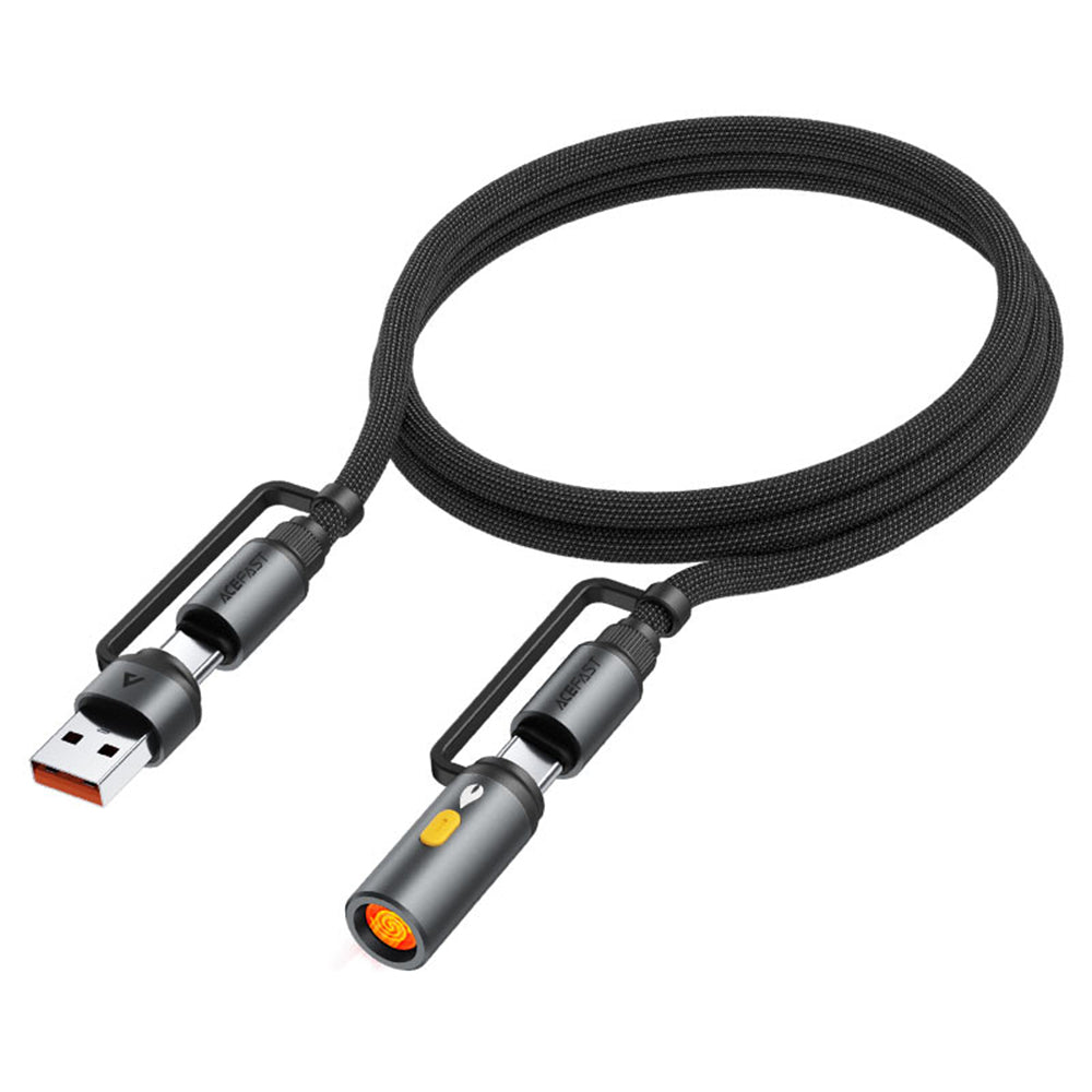 Dátový a nabíjací kábel USB-C / USB-A - USB-C / Elektrický zapaľovač Acefast J6, 60W, 1.2m, čierny