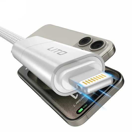 Dátový a nabíjací kábel USB-C / USB-A - USB-C / Lightning Lito LD21, 100W, 1m, Biela
