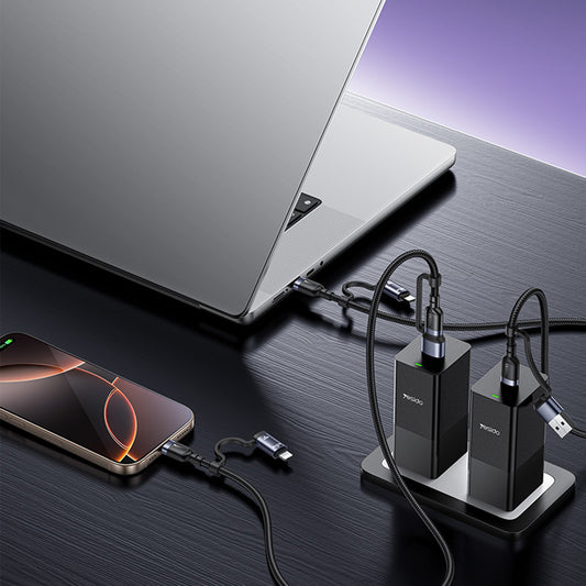 Dátový a nabíjací kábel USB-C / USB-A - USB-C / Lightning Yesido CA200, 60W, 1,2 m, čierny