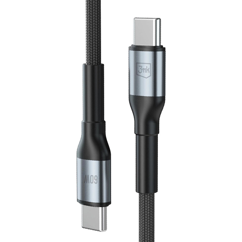 Dátový a nabíjací kábel USB-C - USB-C 3MK Hyper N, 60W, 2m, čierny