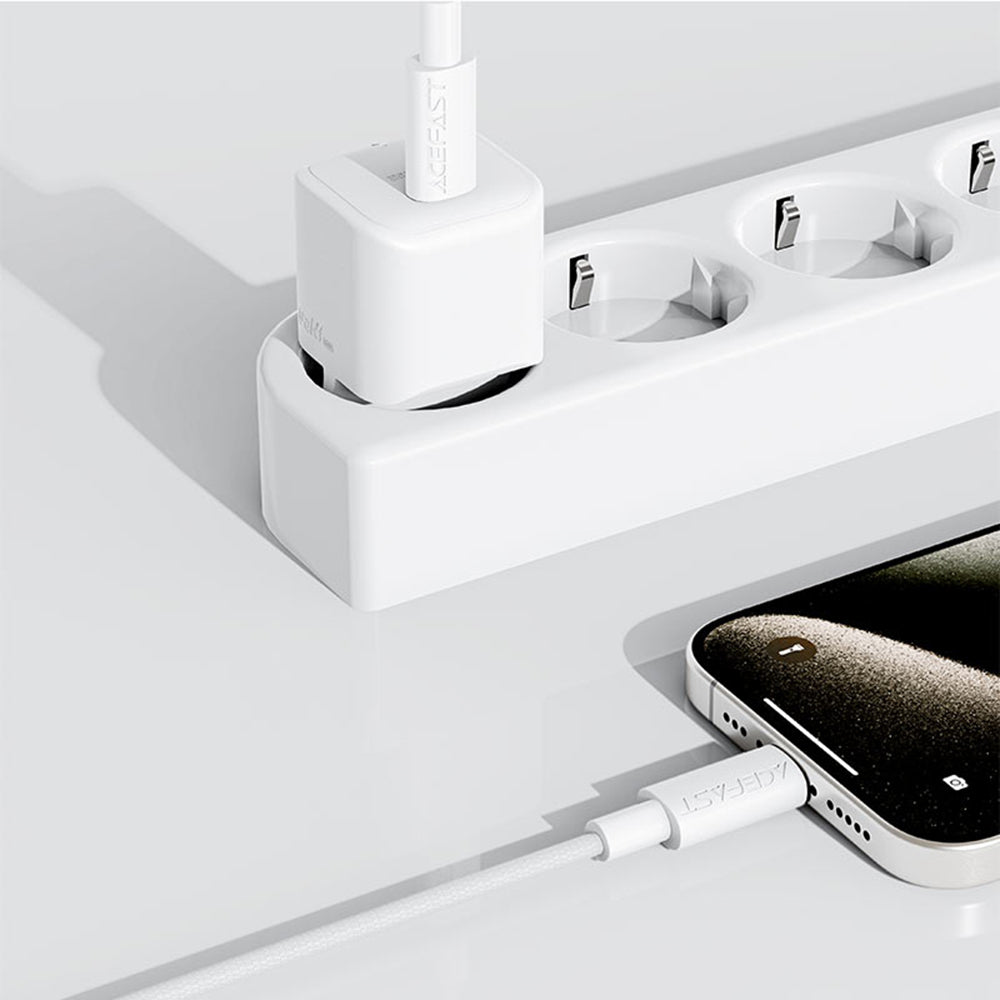 Dátový a nabíjací kábel USB-C - USB-C Acefast C18-03, 60W, 1.2m, Biela