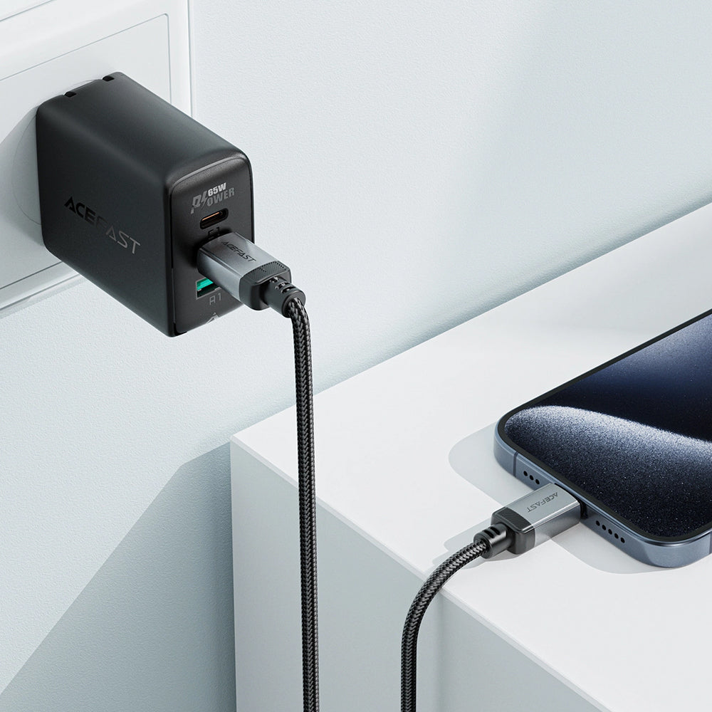 Dátový a nabíjací kábel USB-C - USB-C Acefast C20-03, 60W, 1.2m, čierny