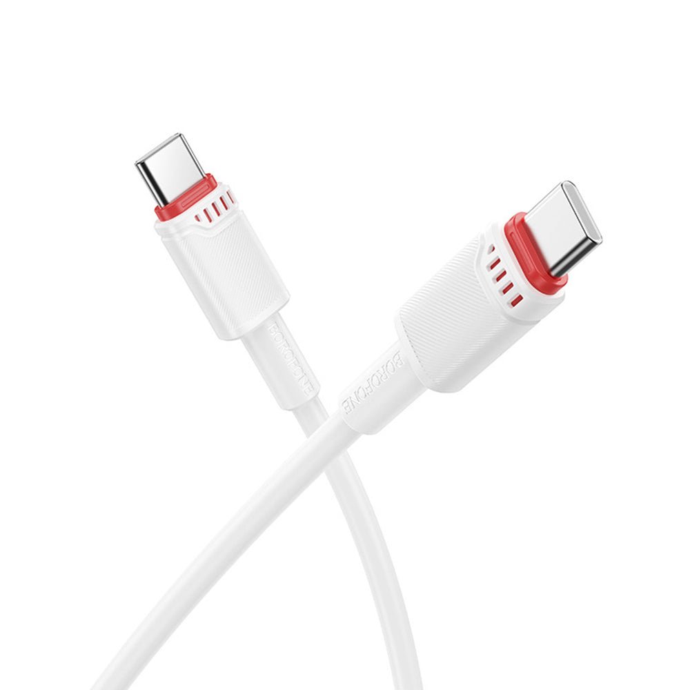 Dátový a nabíjací kábel USB-C - USB-C Borofone BX110 Beneficio, 60W, 1m, Biela