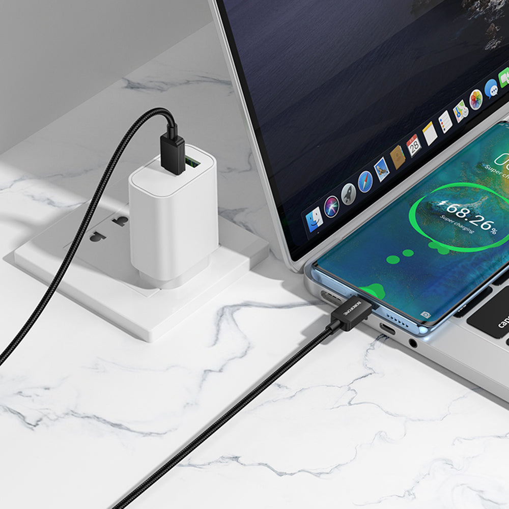 Dátový a nabíjací kábel USB-C - USB-C Borofone BX120 Placer, 60W, 1m, čierny