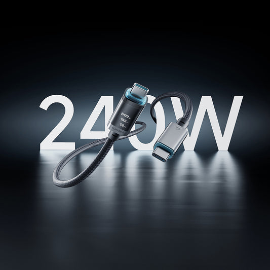 USB-C dátový a nabíjací kábel - USB-C Cuktech CTC620P displej, 240W, 2m, čierny CCTC620POSBK