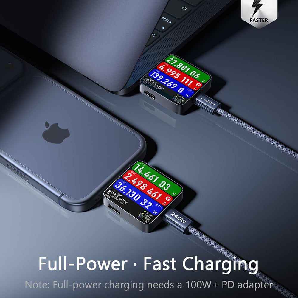Dátový a nabíjací kábel USB-C - USB-C Lisen, 240W, 2m, Sada 2 kusy, Námornícka modrá YL0123070023