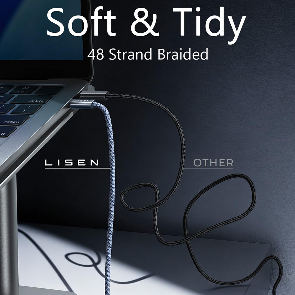 Dátový a nabíjací kábel USB-C - USB-C Lisen, 240W, 2m, Sada 2 kusy, Námornícka modrá YL0123070023