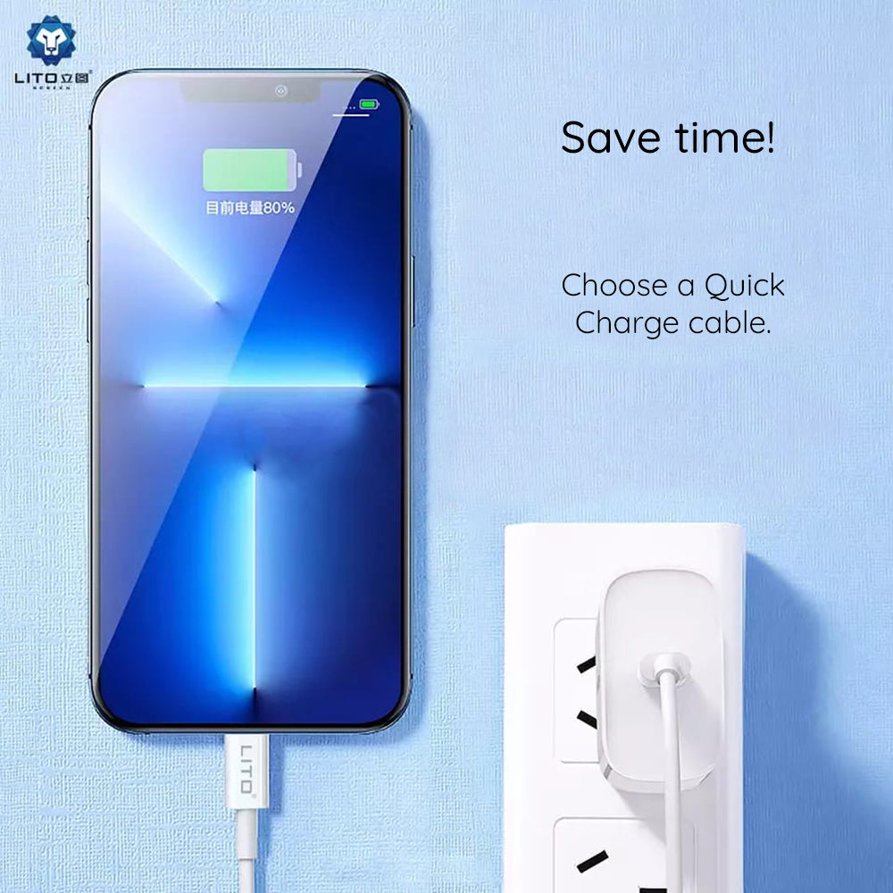 Dátový a nabíjací kábel USB-C - USB-C Lito, 18W, 2m, Biela