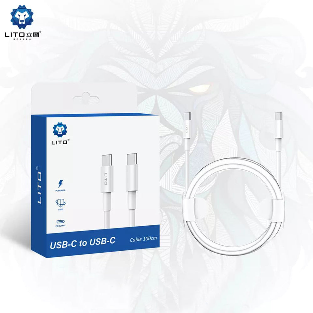 Dátový a nabíjací kábel USB-C - USB-C Lito, 18W, 2m, Biela