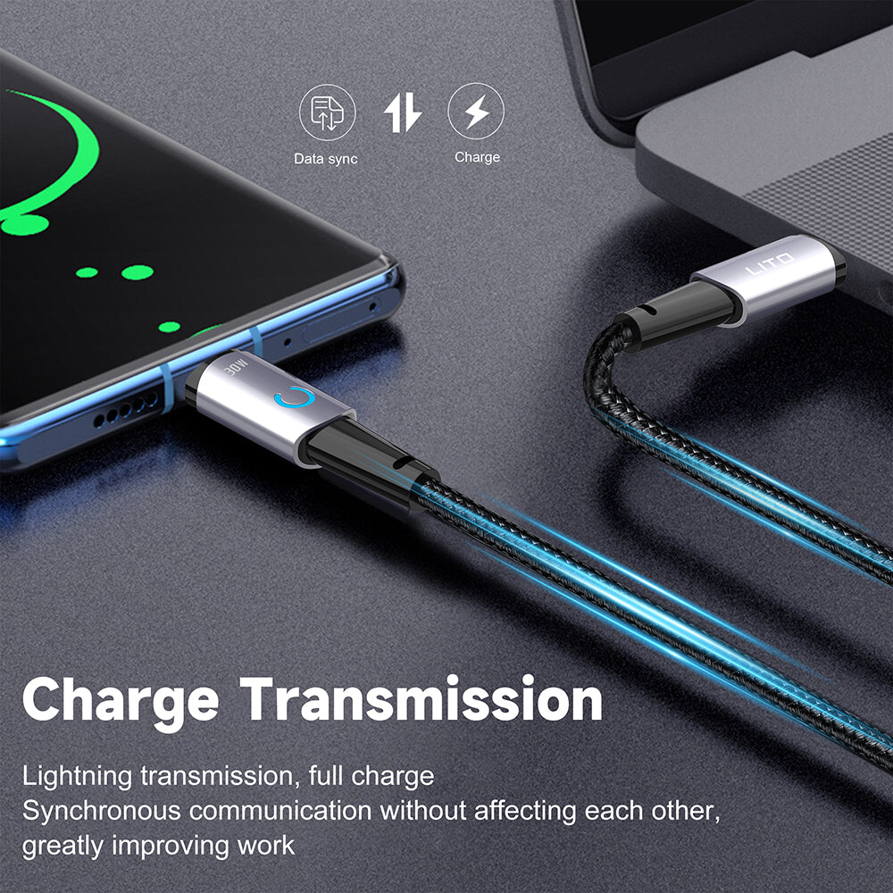 Dátový a nabíjací kábel USB-C - USB-C Lito LD10CC, 60W, 1m, čierny