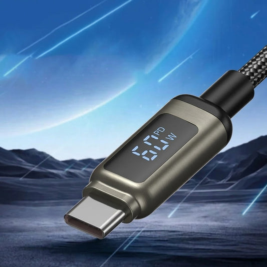 Dátový a nabíjací kábel USB-C - USB-C Lito LD15 Display, 60W, 1m, čierny