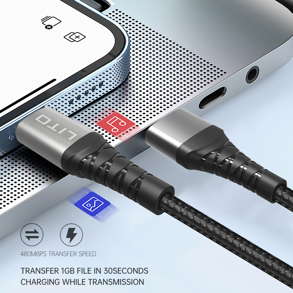 USB-C Data and Charging Cable - USB-C Lito LD22CC, 60W, 2m, Black