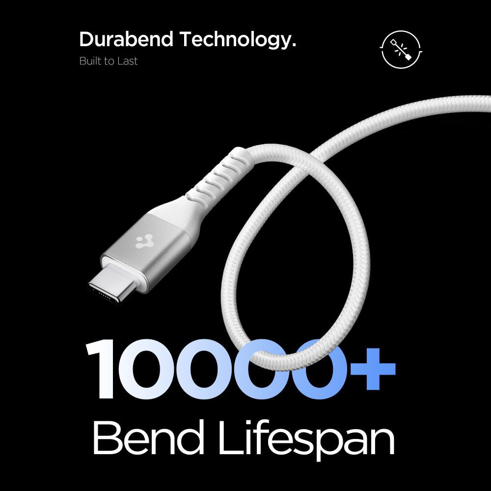 Dátový a nabíjací kábel USB-C - USB-C Spigen EB10010CCA, 100W, 1m, Biela ACA11102