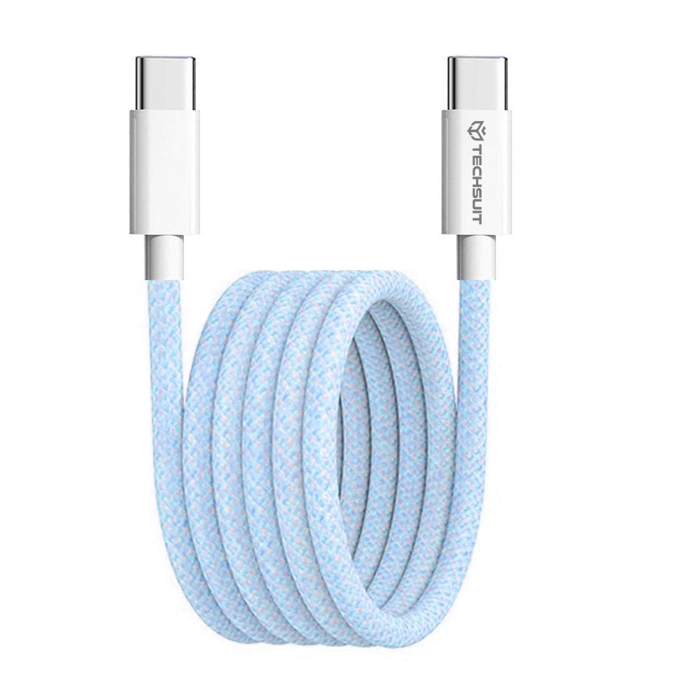 Dátový a nabíjací kábel USB-C - USB-C Techsuit PCB114D, 60W, 1m, Modrý
