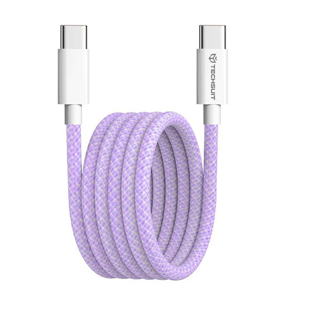 Dátový a nabíjací kábel USB-C - USB-C Techsuit PCB114D, 60W, 1m, Fialový