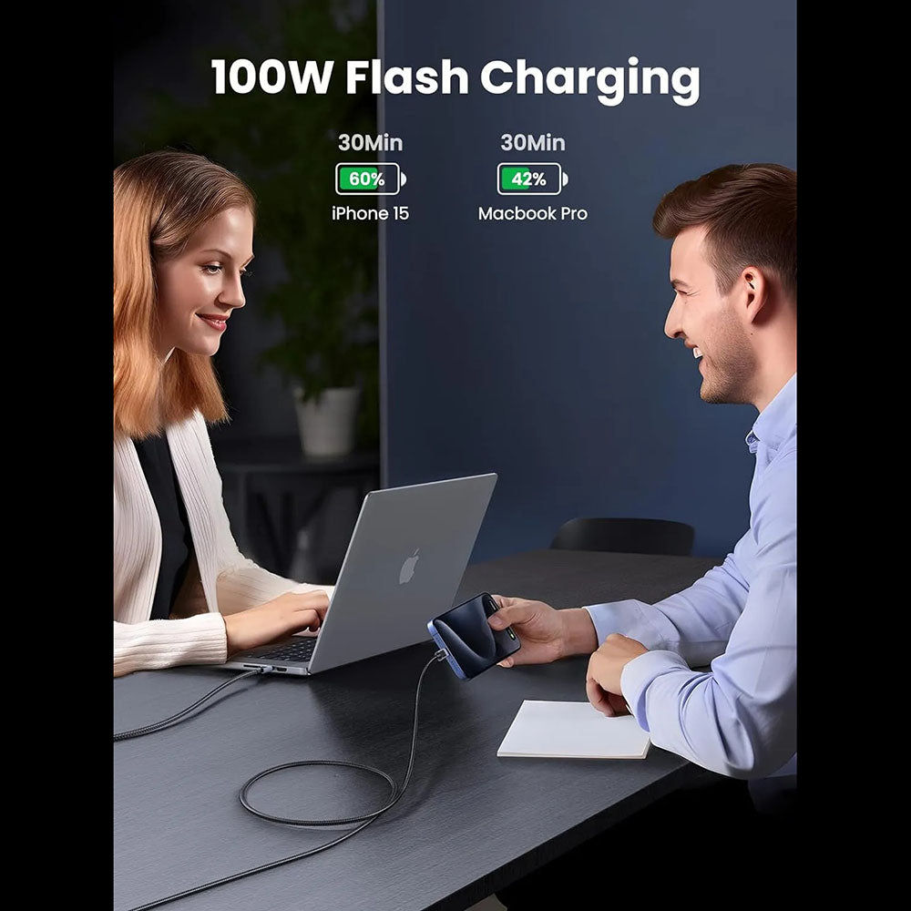 Dátový a nabíjací kábel USB-C - USB-C UGREEN L512, 100W, 1m, Sivý