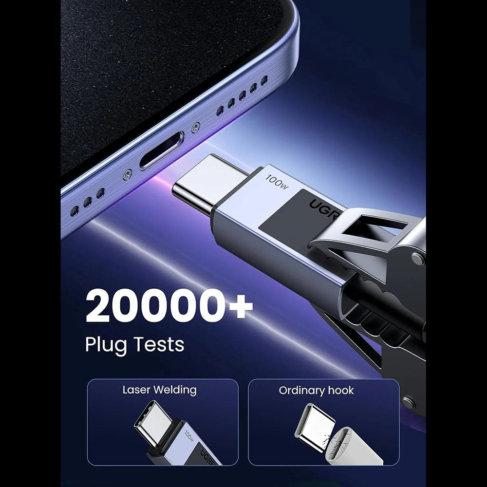 Dátový a nabíjací kábel USB-C - USB-C UGREEN L512, 100W, 1m, Sivý