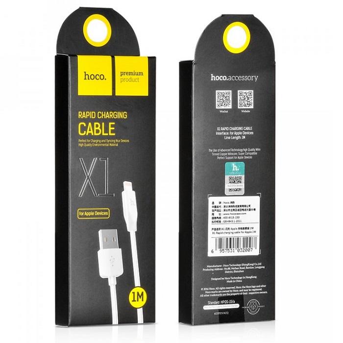 USB-A na Lightning dátový a nabíjací kábel HOCO Rapid X1, 18W, 1m, biely