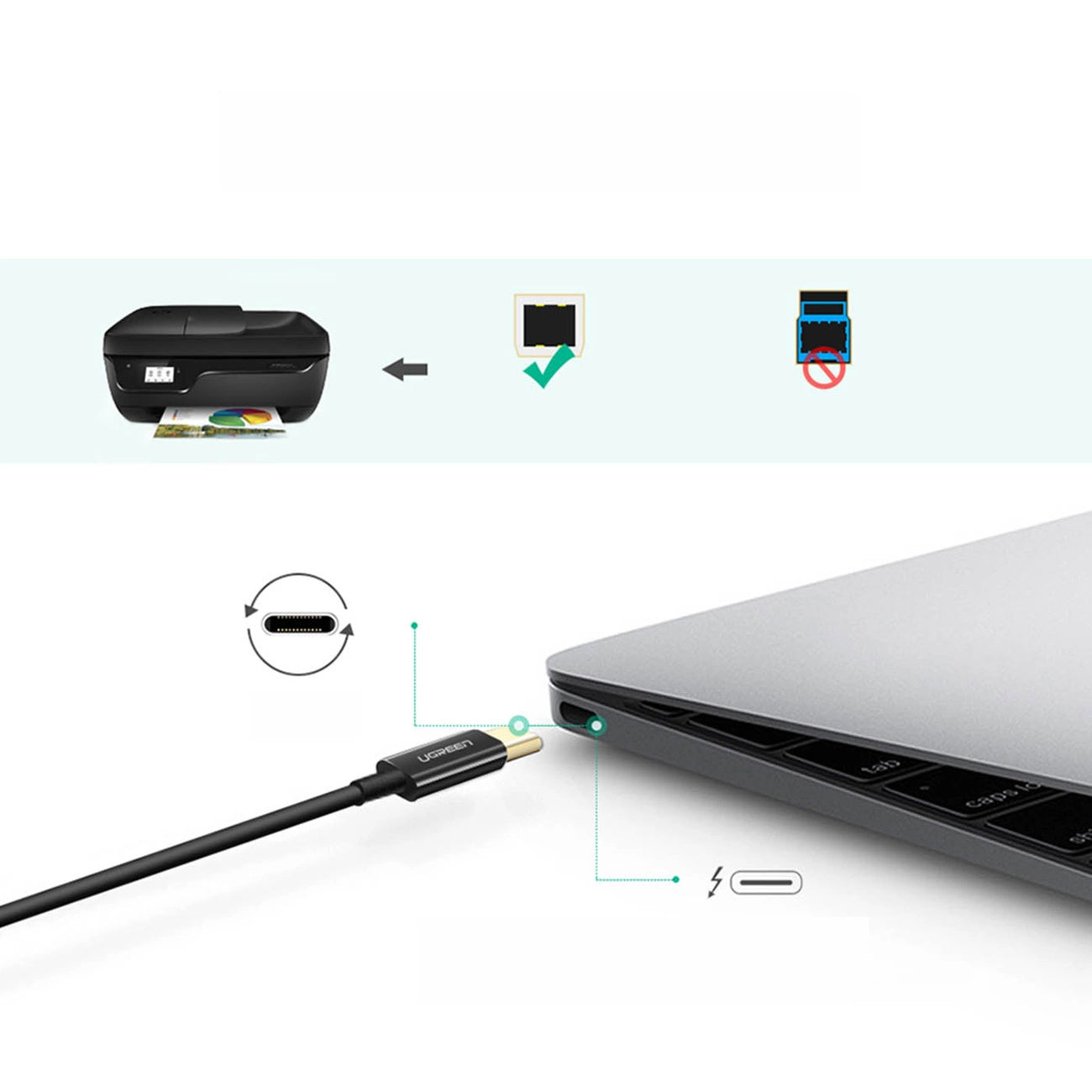 USB-C - USB-B, 2 m, čierny