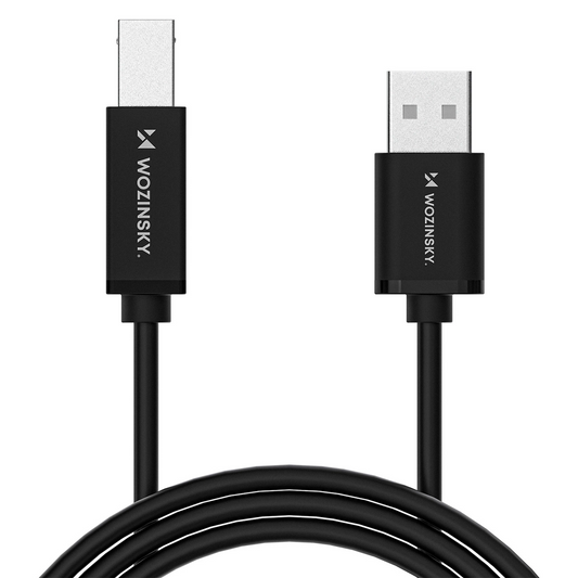 Tlačový kábel WZK WKDDY3S, USB-A - USB-B, 2m, čierny