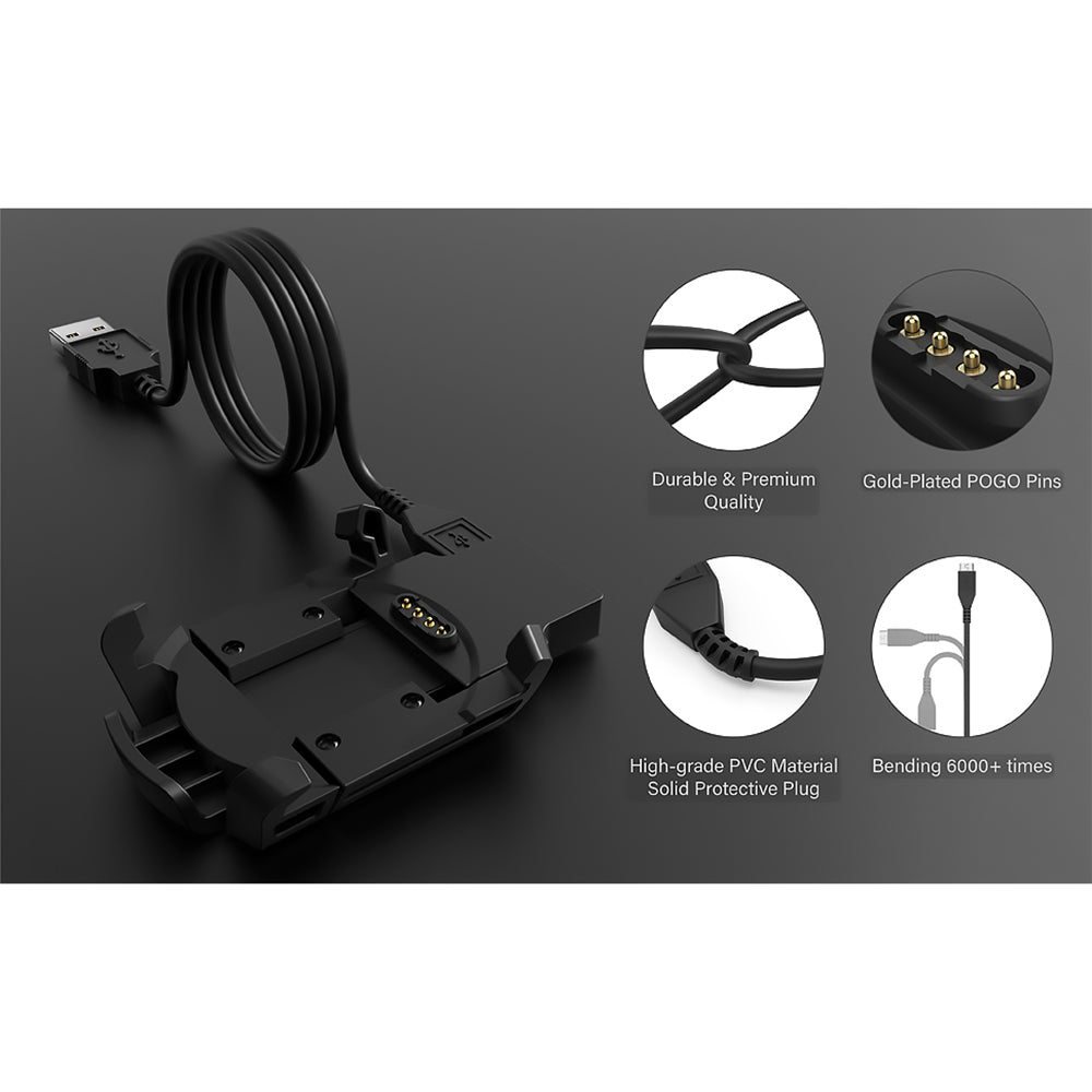 Nabíjací kábel Techsuit TGC5 pre Garmin Fenix 3 Sapphire / 3 HR / 3, USB-A, Čierny