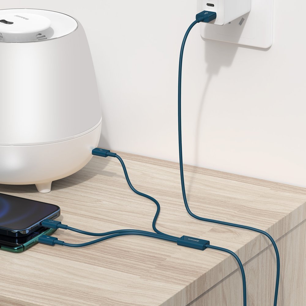 Nabíjací kábel USB-A - Lightning / microUSB / USB-C Baseus Superior série 3v1, 20 W, 1,5 m, modrý CAMLTYS-03