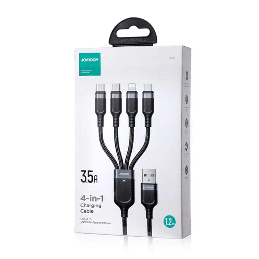 Nabíjací kábel USB-A - Lightning / microUSB / 2 x USB-C Joyroom S-1T4018A18 4v1, 20 W, 1,2 m, čierny