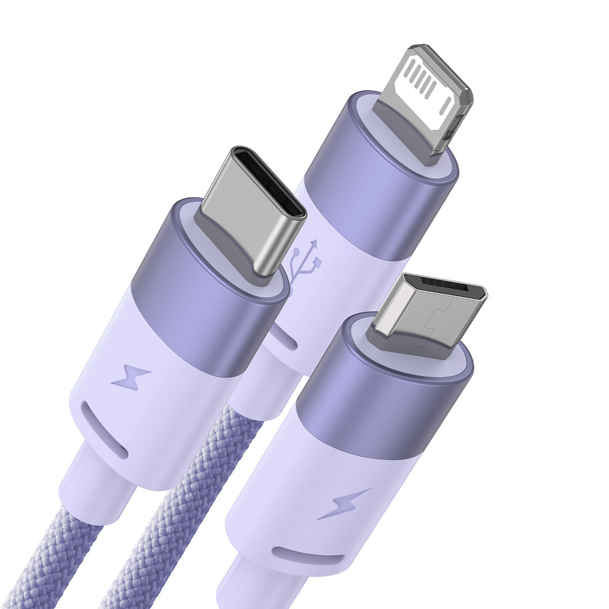 Nabíjací kábel USB-A - Lightning / microUSB / USB-C Baseus StarSpeed 3in1, 20W, 1.2m, Fialový CAXS000005