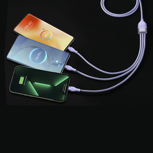 Nabíjací kábel USB-A - Lightning / microUSB / USB-C Baseus Flash Series II 3in1, 66W, 1.2m, Fialový CASS040005