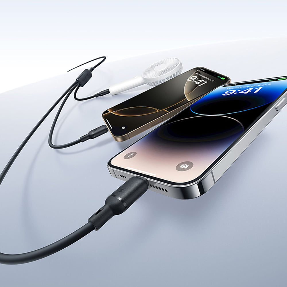 Nabíjací kábel USB-A - Lightning / microUSB / USB-C Baseus Silky 3in1, 100W, 1.5m, Čierny P10377705123-00